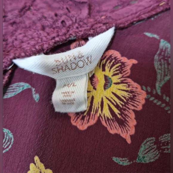 Sun & Shadow Floral Open Kimono Style Cardigan Crochet Trim Size M/L - Picture 2 of 5